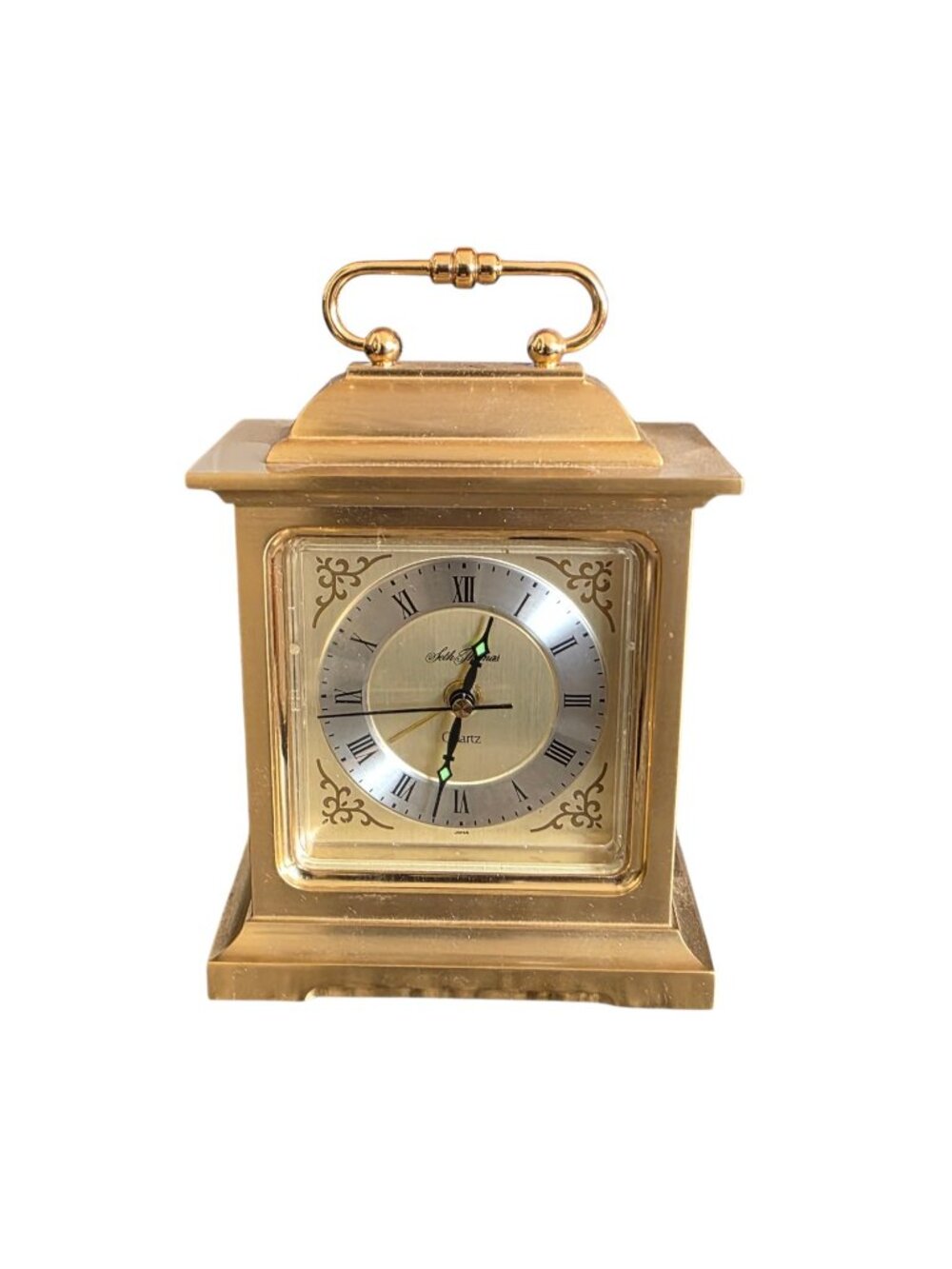 Vtg Seth Thomas Carriage Rapture Solid Brass Quartz Alarm Clock 4RE461 Works!